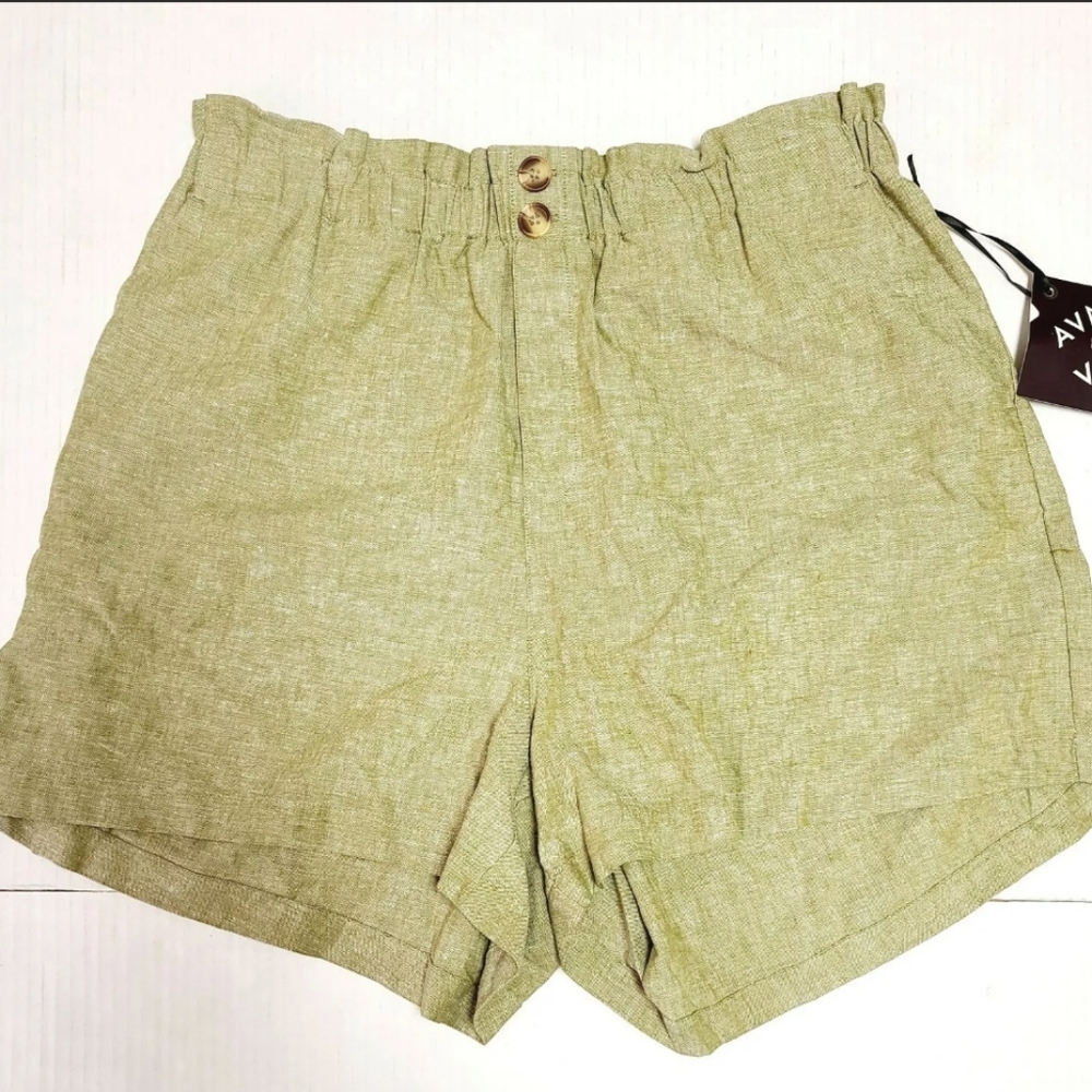 Ava & Viv Women's Shorts Size 32 High-waisted Green Elastic Waist